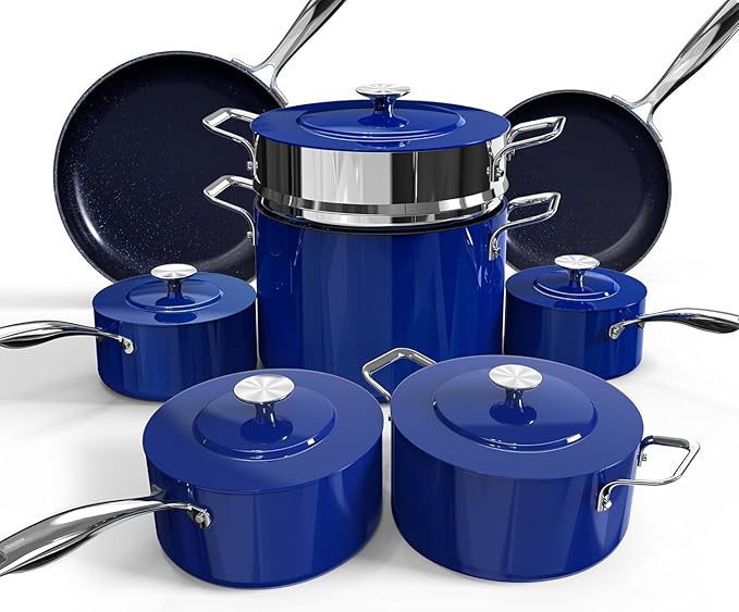 Nuwave Lux 13pc Forged Lightweight Cookware Set PFAS Free, Healthy G10 Duralon by NuWave