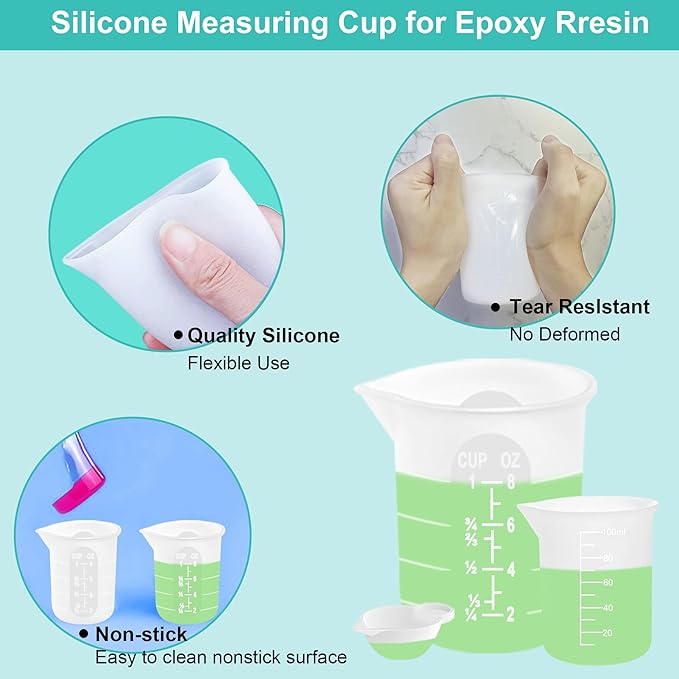 Silicone Measuring Cups for Resin Supplies, Resin Kit for 250ml &100ml - Image 4