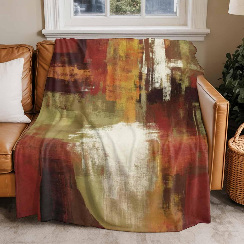 DecorLovee Burnt Orange Blanket 50"x60", Reversible Brown Green Fal...