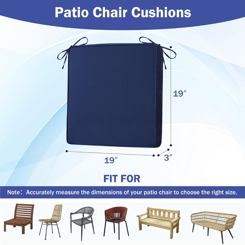 IASEAHK Patio Chair Cushions, 19" x 19" x 3" Outdoor Chair Cus...