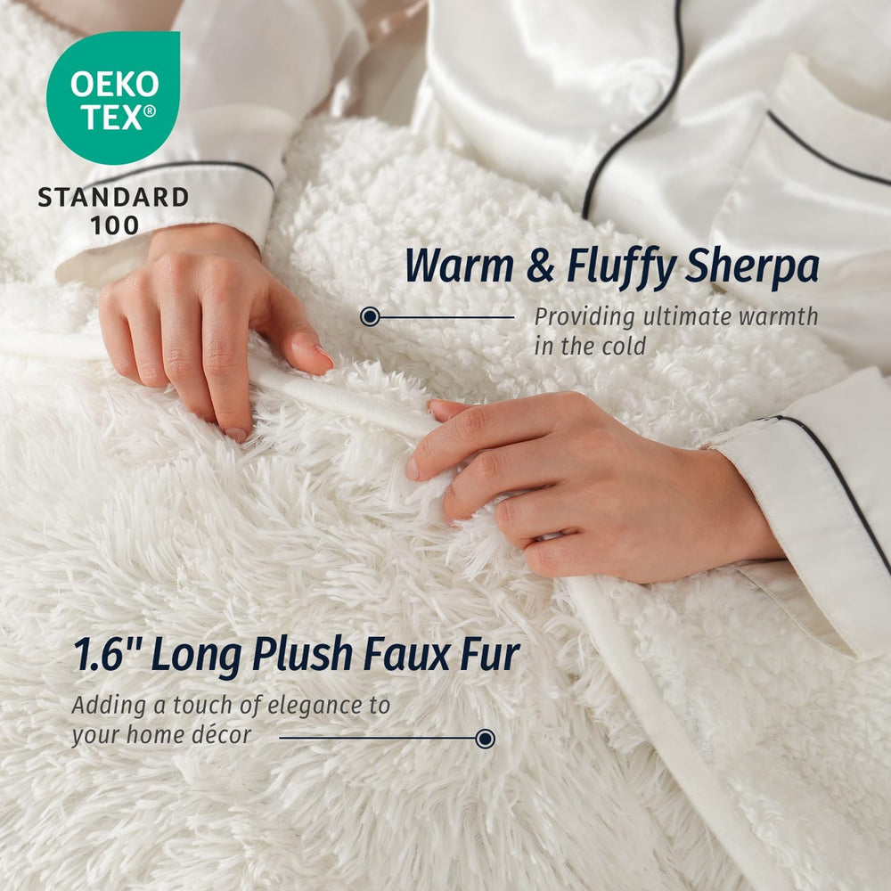 Weighted Blanket for Adult 48"x72" 15lbs Soft Long Plush Twin White