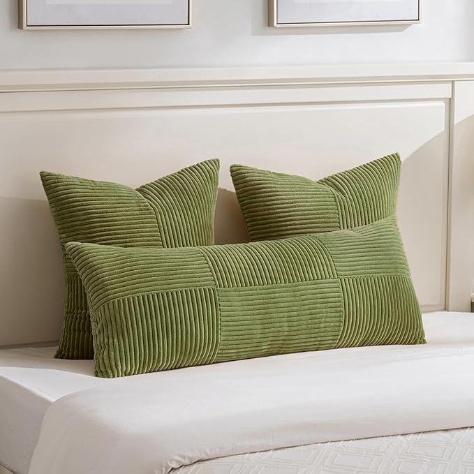 Fancy Homi 2 Packs Moss Green Big Decorative Throw Pillow Covers 24x24 Inch - Image 5