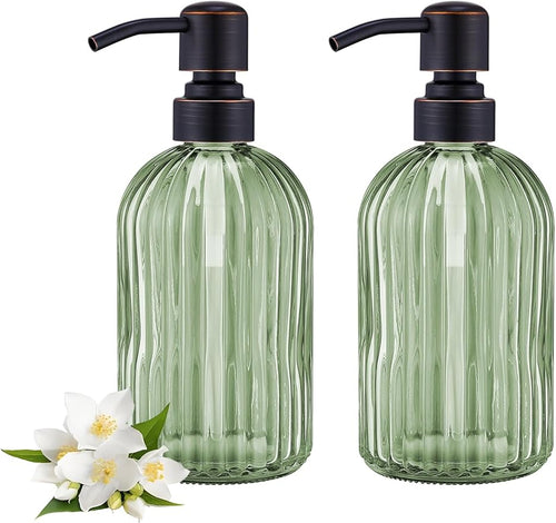 16Oz Green Glass Soap Dispenser by LEETCPHOME