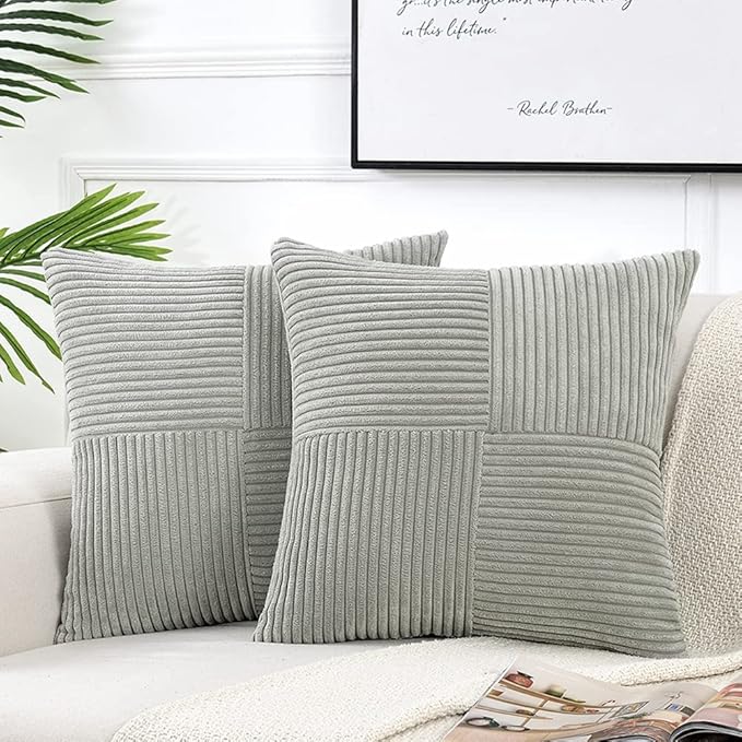 Fancy Homi 2 Packs Grey Euro Decorative Throw Pillow Covers 26x26 Inch by Fancy+Homi