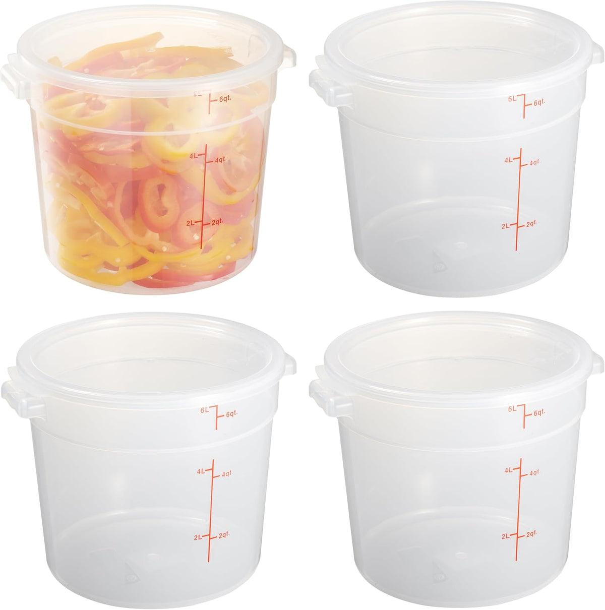 CURTA 6 Quart Translucent Round Food Storage Container (Pack of 4)