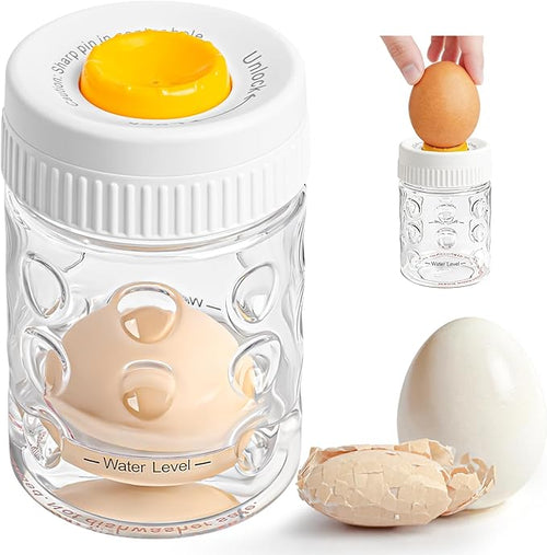 2 in 1 Egg Peeler with Piercer, Hard Boiled Egg Shell Remover Tool with Rotary by WhiteRhino