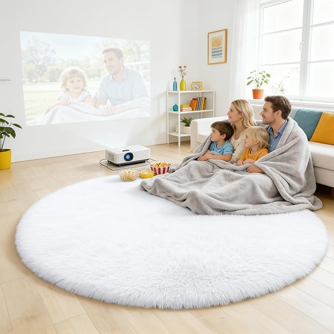 OLANLY White Round Rugs for Bedroom - Image 3