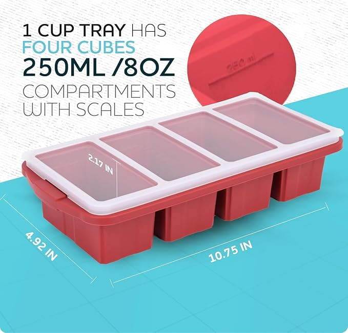 Silicone Freezer Tray With Lid-Soup Freezer Container molds-Large Ice Cube Tray - Image 5