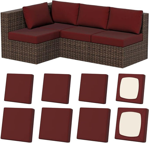 8Pcs Stretch Patio Cushion Covers, Outdoor Couch & Sofa Replacement Slipcovers by VORSHAPE