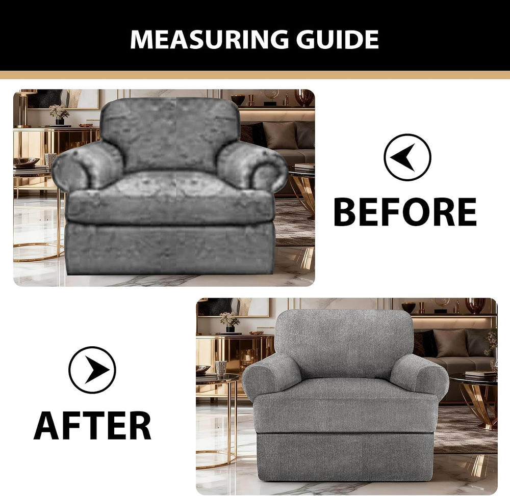 Sofa Cover 2 Pieces T Cushion Chair Covers with Arms Super Stretch Chair Slip...