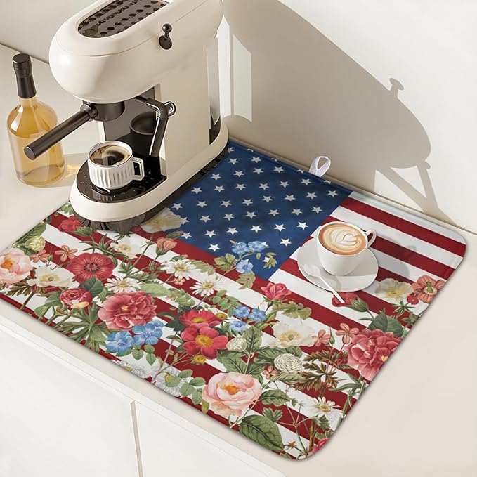 4th of July Dish Drying Mat 18x16 Inch, Patriotic Drying Mat - Image 7