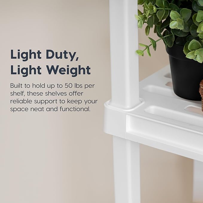 IRIS USA 3-Shelf Light Duty Plastic Storage Shelves, 150lb Capacity, Medium - Image 4