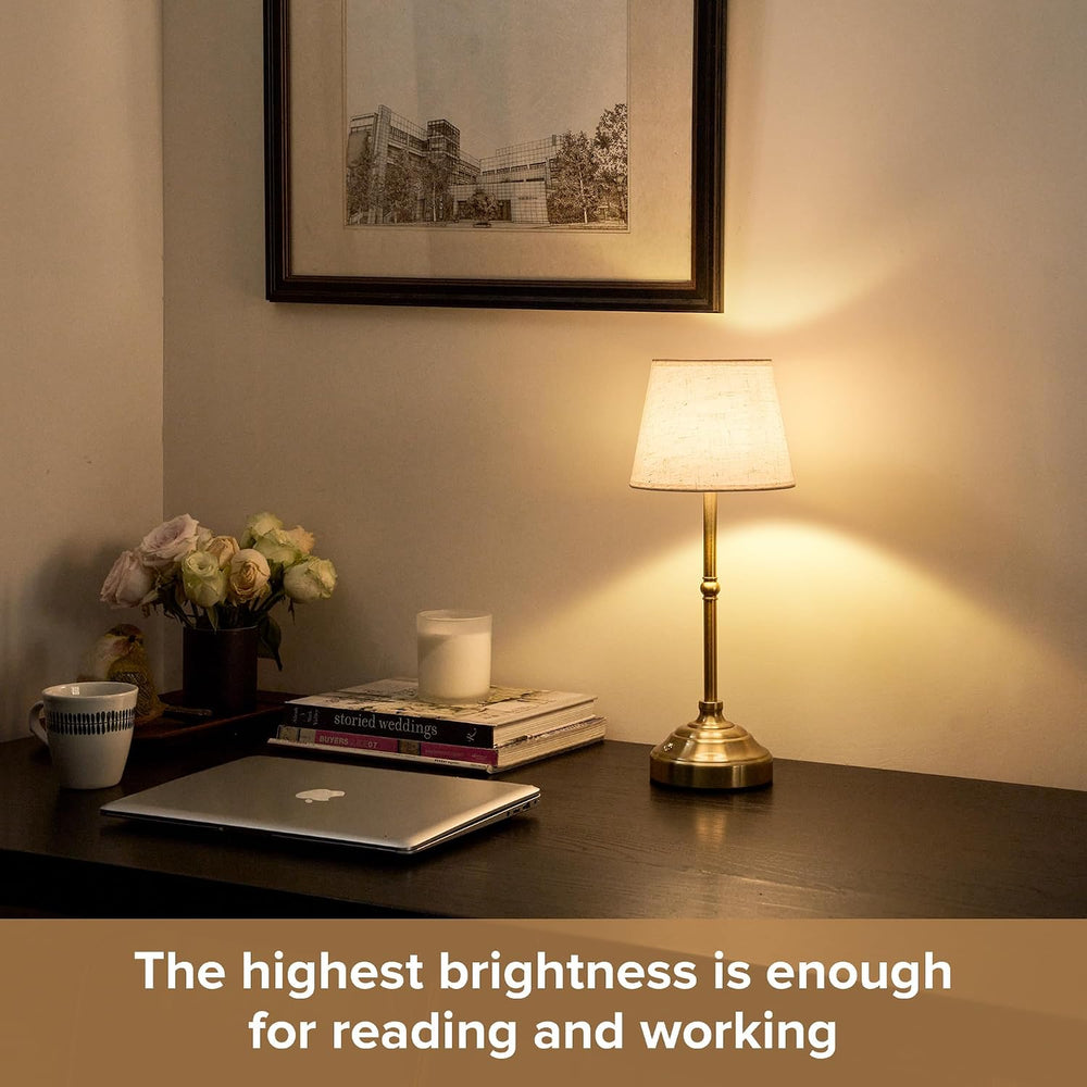 2 Pack Cordless Table Lamp, Rechargeable Desk Lamp with Fabric Shade, Battery...