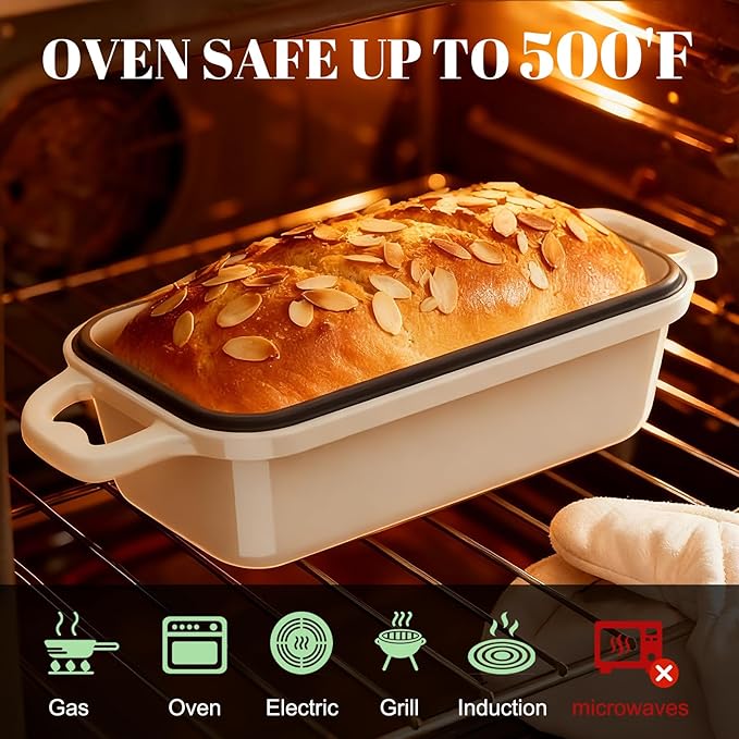 Enameled Cast Iron Sourdough Bread Dutch Oven, Cast Iron Loaf Bread Pan - Image 7
