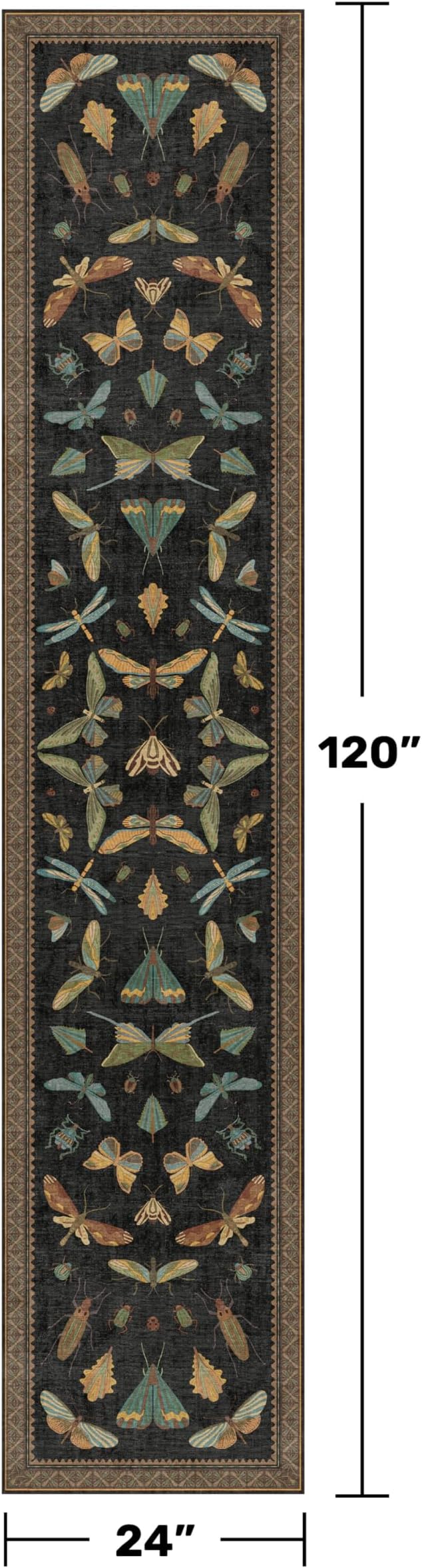 Dark Black Boho 2x10 Rug Runners