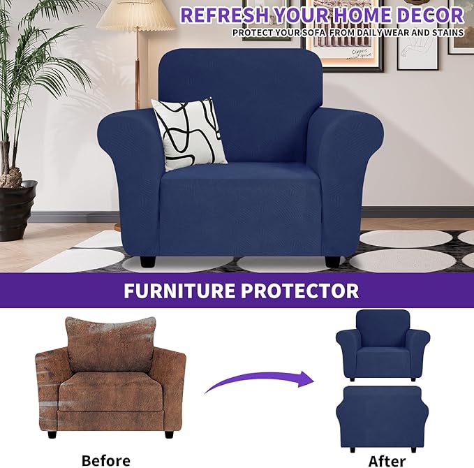 ZNSAYOTX Super Stretch Chair Slipcover, New Striped Sofa Chair Covers - Image 2