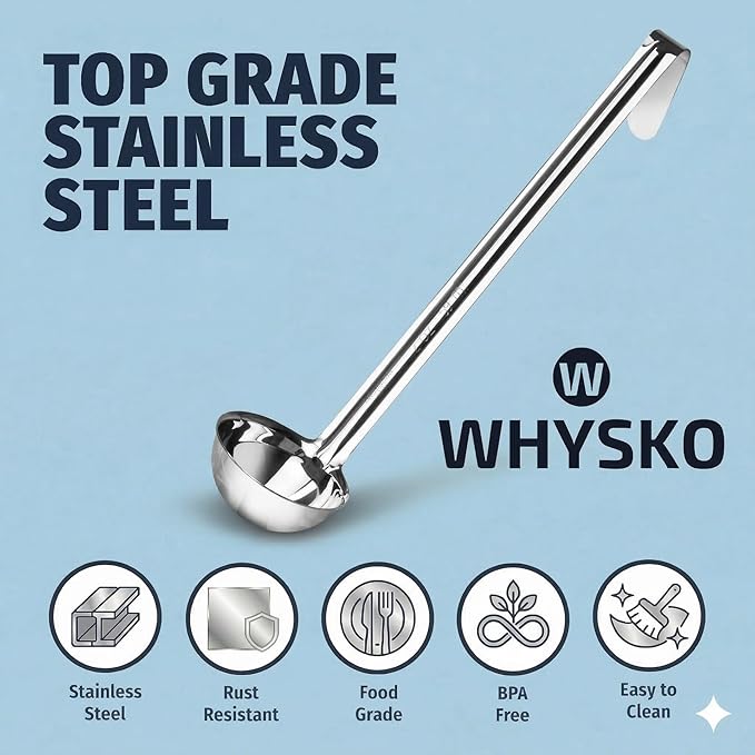 Whysko Soup Ladle Stainless Steel, 2 oz Metal Ladle Spoon, Rustproof Heat - Image 4
