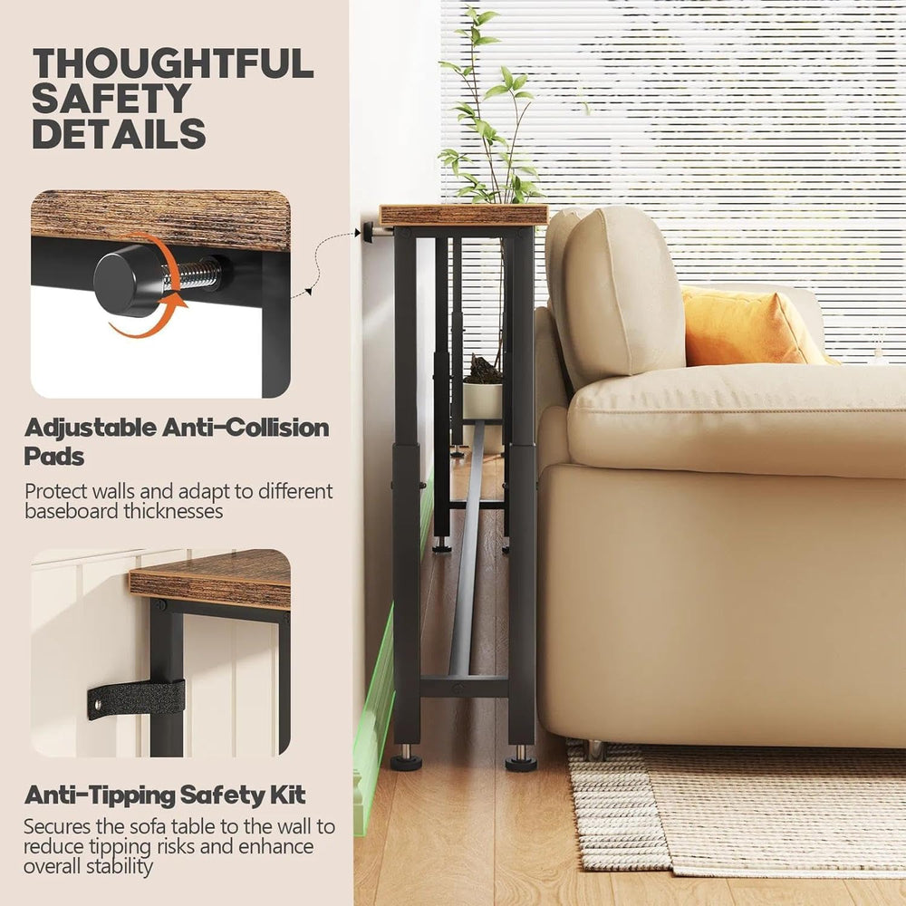 78.7’’ Narrow Console Table with 26"–34" Height Adjustable, Behind ...