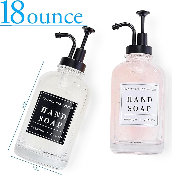 Glass Soap Dispenser with Pump, Countertop Soap and Lotion Dispenser Set of 2 - Image 4