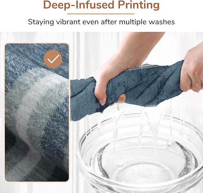OPPODREAM Border Soft Area Rugs 6x9, Washable Blue Rug - Image 7
