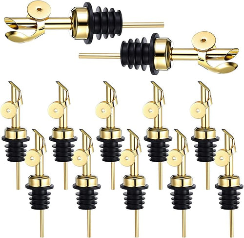 12 Pcs Weighted Stainless Steel Liquor Bottle Pourers Auto Flip Olive Oil by Unknown