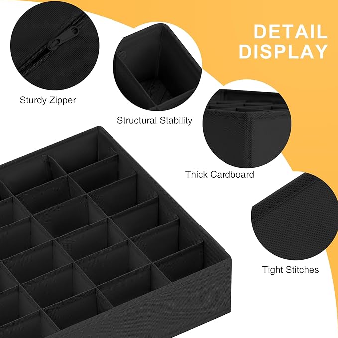Joyoldelf Sock Drawer Organizer Divider 2 Packs Underwear Organizer, 24 Cell - Image 8