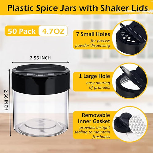50 Pack 4.7 oz Plastic Spice Jars - Image 2