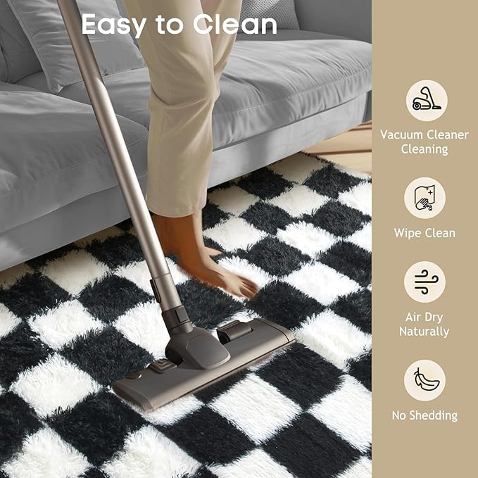 Ophanie Checkered Black & White Rug - Image 6
