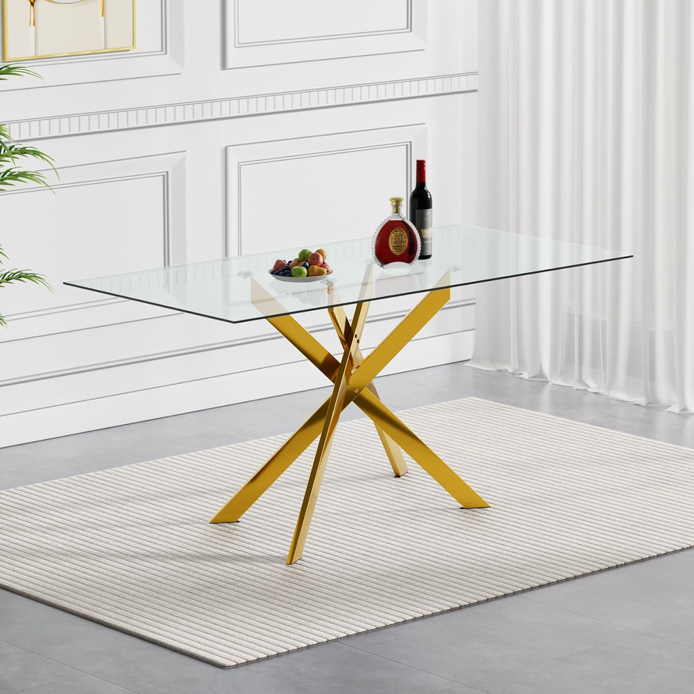 5 Piece Dining Table Set Rectanglar Glass Dining Set for 4 Modern Small Kitch...