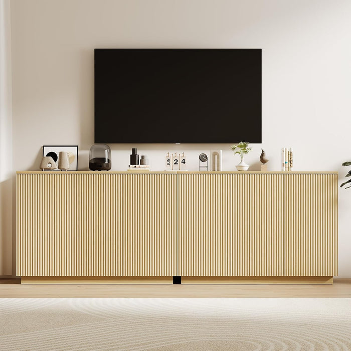 Sideboard Buffet Cabinet with Storage - 47" Fluted Coffee Bar Cabinets Credenza with Adjustable Shelves, Accent Buffets & Sideboards Console, Wood Side Board for Living Room, Kitchen, Entryway