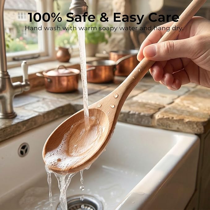 HANSGO 10 Inch Wooden Spoons for Cooking, Heat Resistant, Non-Scratch for - Image 6