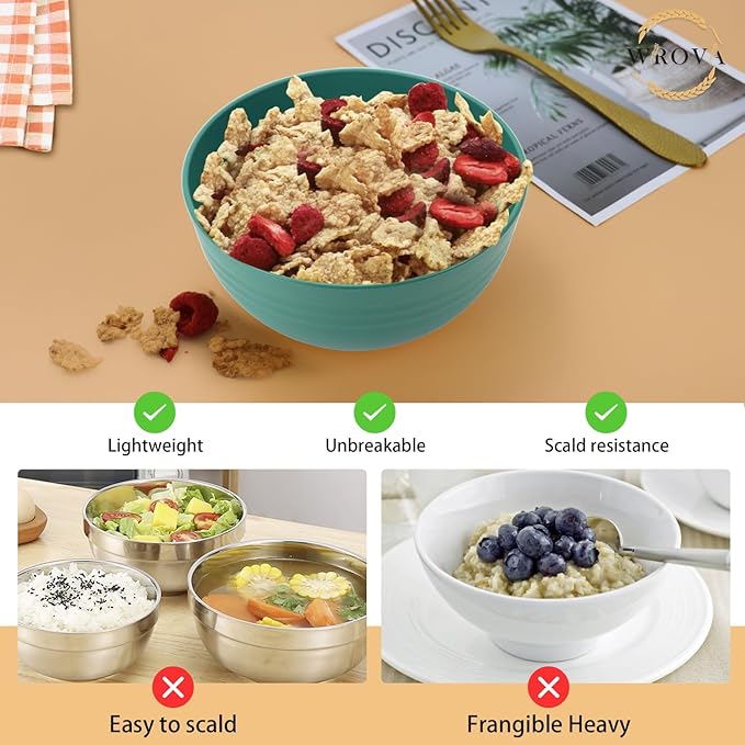 Wrova Wheat Straw Bowl Sets, Microwave and Dishwasher Safe Bowls, Kids Bowl - Image 4