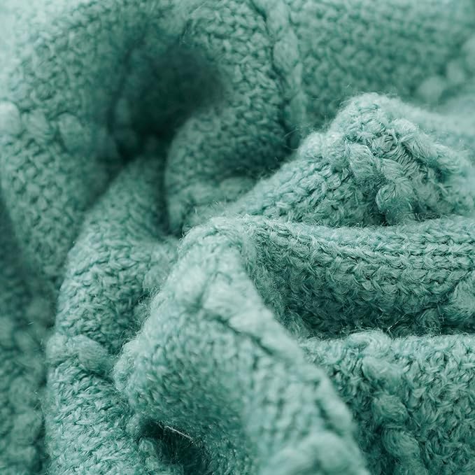 BOURINA Dark Cyan Throw Blanket 50 x90 Inches Textured Solid Soft Sofa Throw - Image 6