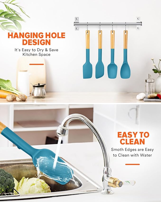 Silicone Spatula Spoon Set, and Spreading, Sturdy BPA-Free Matte Silicone - Image 7