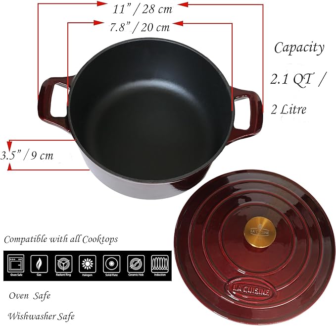 La Cuisine Enameled Cast Iron Dutch Oven Casserole Dish Pot - Image 5