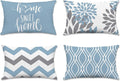 Hexagram Geometric Aqua Blue Pillow Covers 12x20 Set of 4, Decorative Outdoor by Hexagram