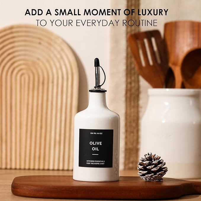 HOMCDALY Ceramic Olive Oil Dispenser Bottle, 16oz Oil Dispenser Bottle - Image 6