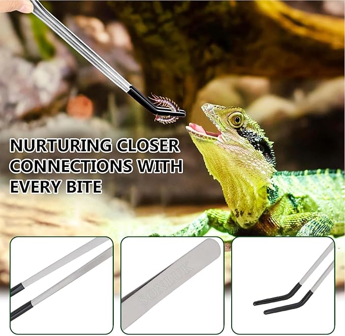 3 PACK Stainless Steel Reptile Feeding Tongs, 10.62" Straight &Curved Long - Image 6