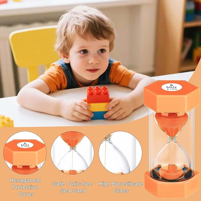 Hourglass 60 Minute Sand Timer, Plastic Orange Sand Clock 60 Min, Colorful Hour - Image 3