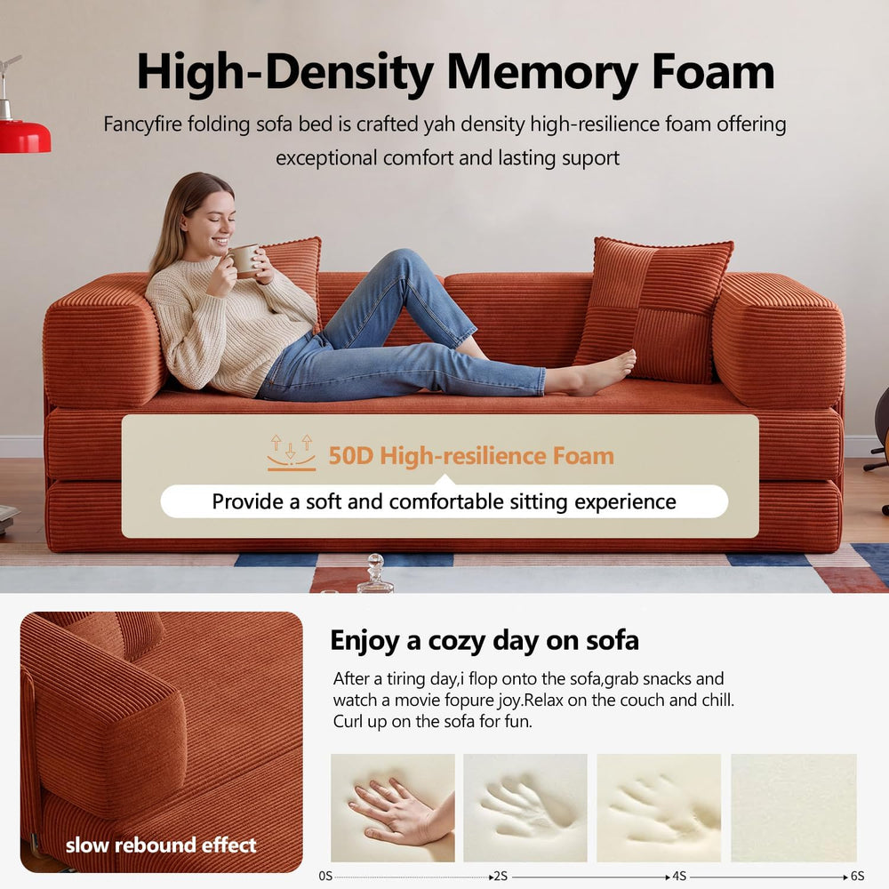 78.8" Boneless Couch for Living Room, Futon Sleeper Sofa Bed