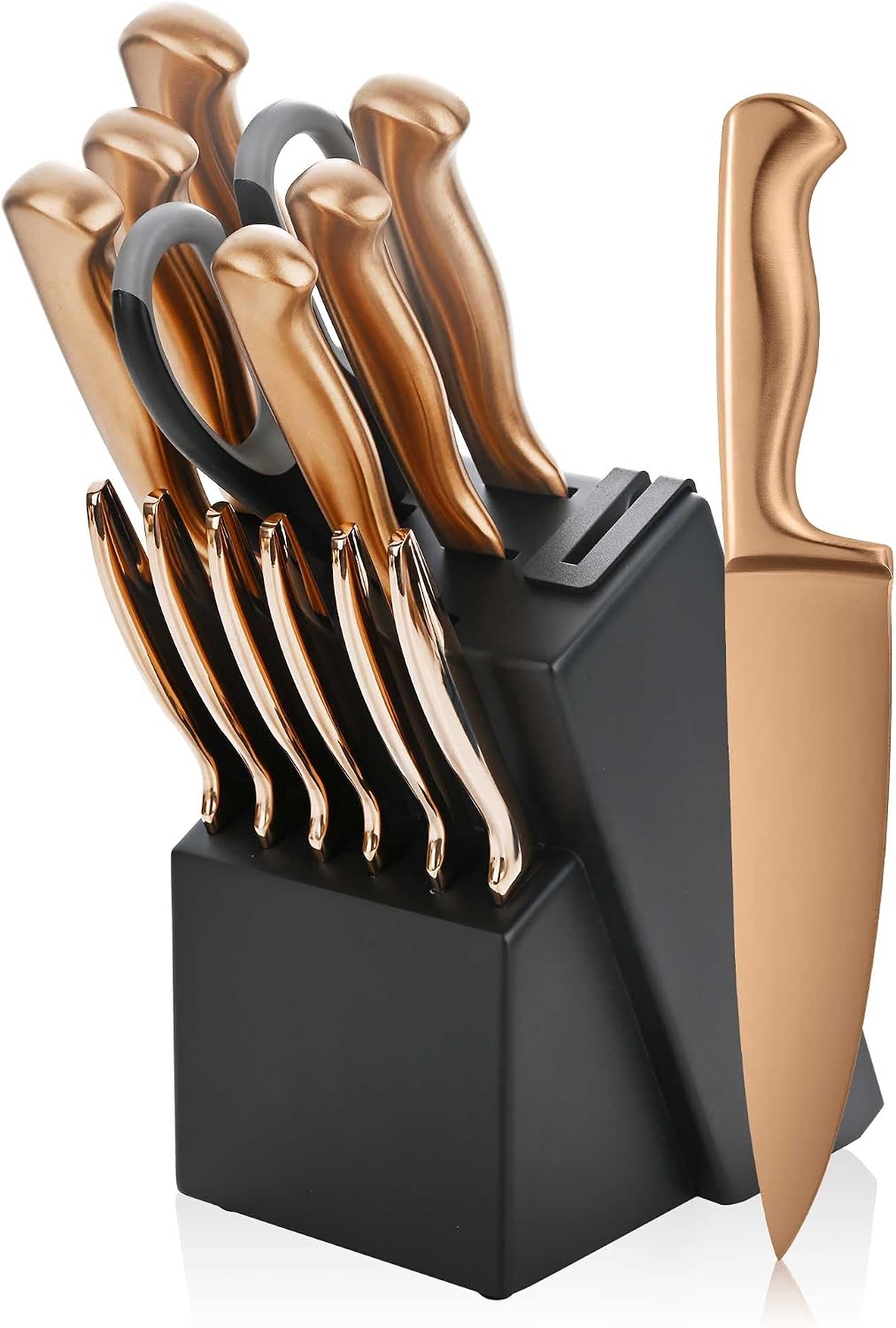 15-Piece Rose Gold Knife Block Set