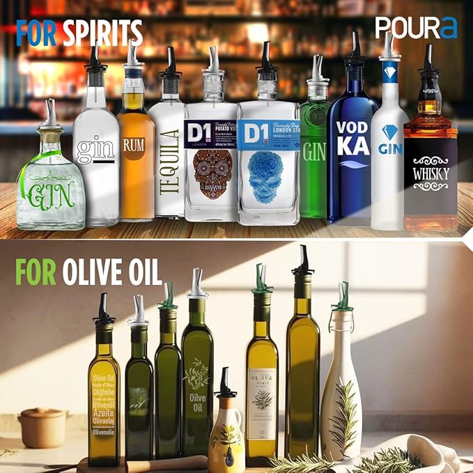 Poura Oil and Vinegar Dispenser Spouts | Airtight ClickSeal BPA Free Bottle - Image 5