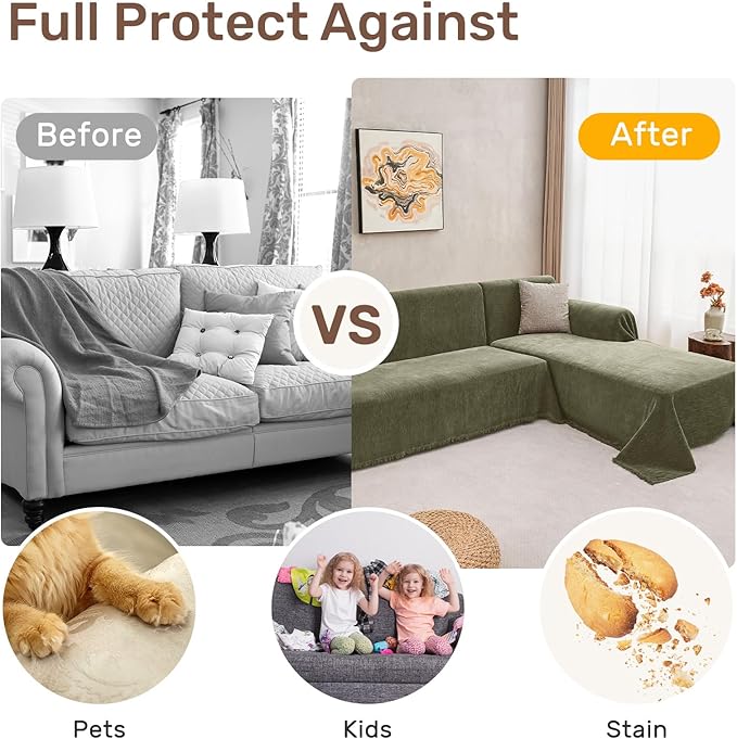Sectional Couch Covers, 2 Pieces Washable L Shaped Couch Covers Sofa Blanket - Image 4