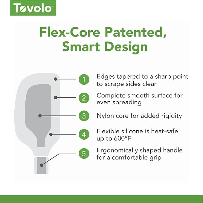 Tovolo Flex Core 5 Piece Silicone Spatula Set Heat Resistant All Silicone - Image 5