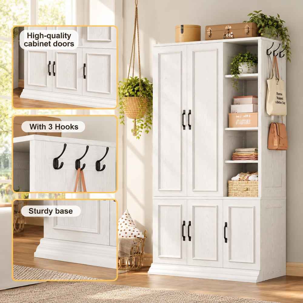 LIKIMIO Armoire Wardrobe Closet 70" H, 5 Doors for Bedroom, White