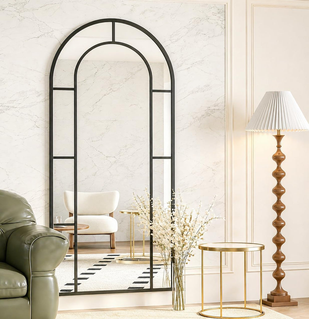 Arched Full Length Mirror, 56"x22" Large Window Floor Mirror, Farmh...