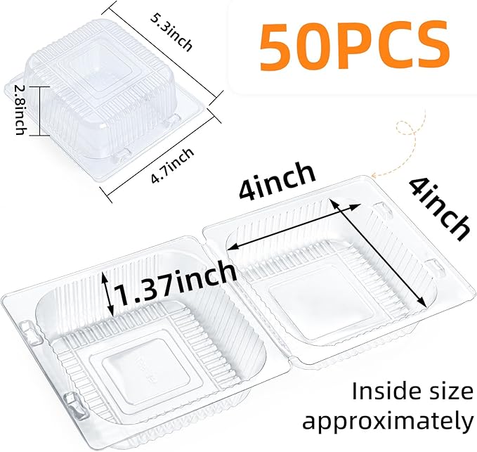 Evnlo 50 Count Clear Plastic Containers - Image 2