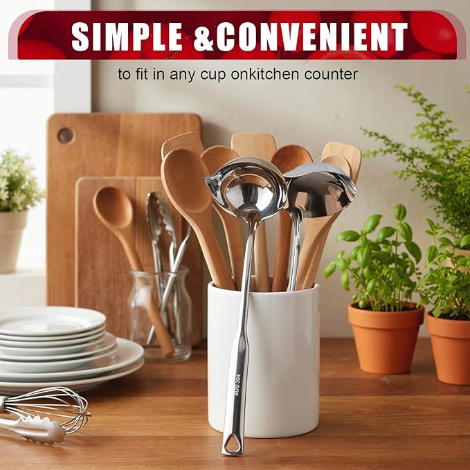 2 Pcs Kitchen Soup Ladle 304 Stainless Steel Punch Metal Luminous Heavy Ladell - Image 6