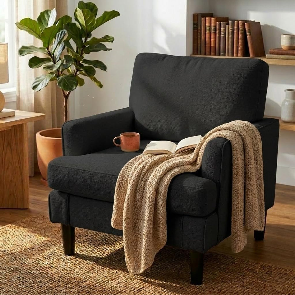 Kromax Accent Chair for Living Room, No Screws Assembly Required, Black