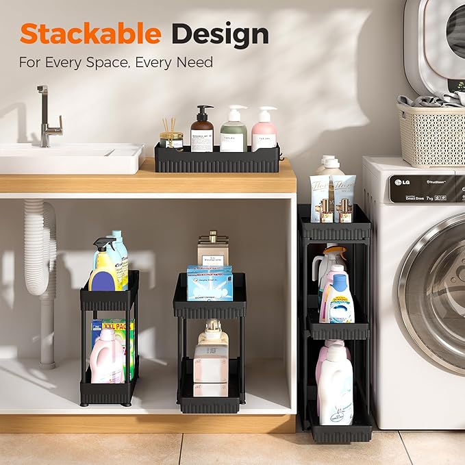 Sevenblue 3 Pack Under Sink Organizer, 2 Tier Slide Out Bathroom Cabinet - Image 7